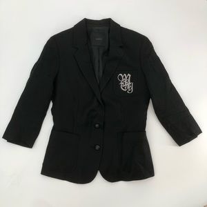 Moussy Monogrammed Black Blazer - Size 1 / Small